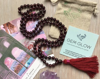 Mala Bead Necklace | Garnet Mala beads | 108 Beads Mala