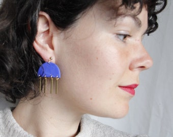 B I L L I E earrings royal blue ~ Bling Bling 20s style statement unique pieces