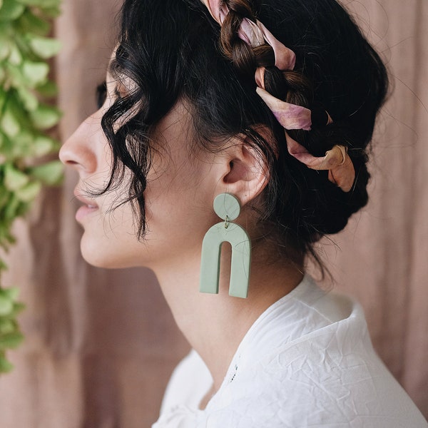 M A D O matcha green ~ favorite statement earrings ~ handmade unique pieces as a gift idea