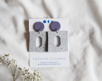 S U S A granite-lilac ~ eye-catching statement earrings in a geometric shape ~ gift idea birthday, wedding, unique handmade