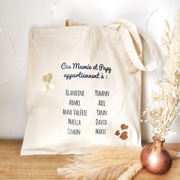 Tote bag mamie papy petits enfants coton