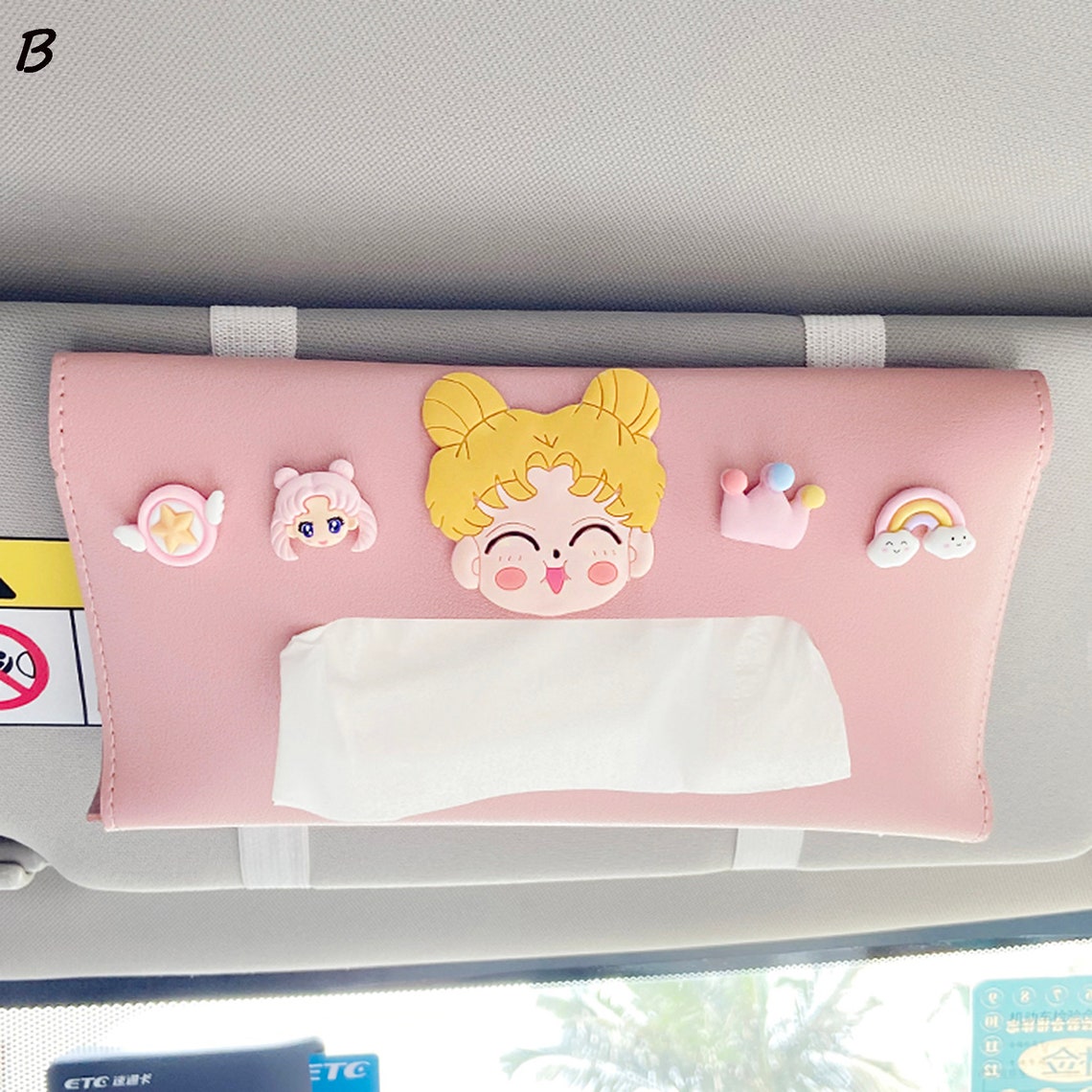 PU Leather Car Tissue Box Car Seat Side Hanging Organizer Hanging Bag Cell Phone Mesh Bag Driver's Side Tissue Card Pocket - 34 - View #13