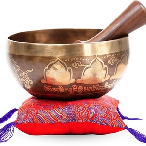 Large Tibetan Singing Bowl Set - Master Healing Grade Sound Bath Therapy Kit - Useful for Meditation