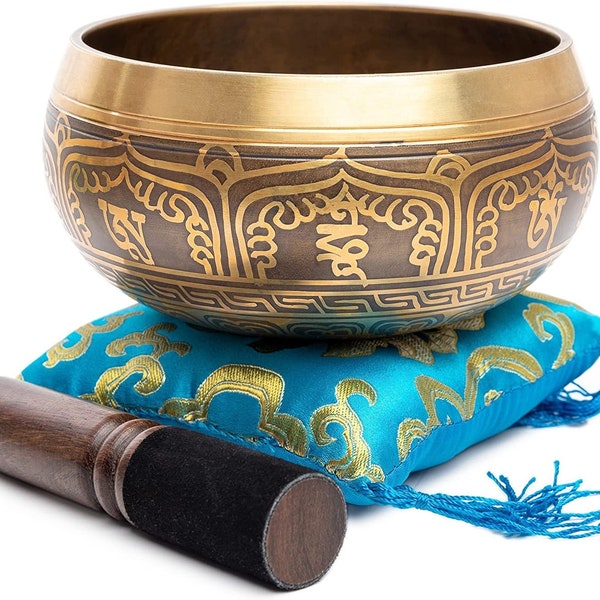 Tibetan Singing Bowl Set - Easy To Play Authentic Handcrafted For Meditation Sound Chakra Yoga Healing 4 Inches By Himalayan Bazaar