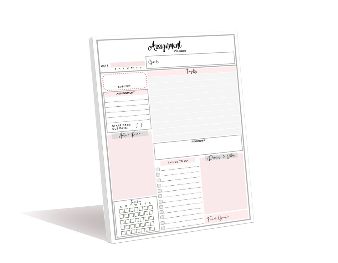 Student Assignment Planner A5 Notepad With Undated 80 Tear-off Sheets ...