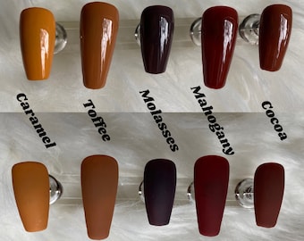 Fall Nails (Brown, Tan, Burgundy, Dark Brown Press-on Nails)
