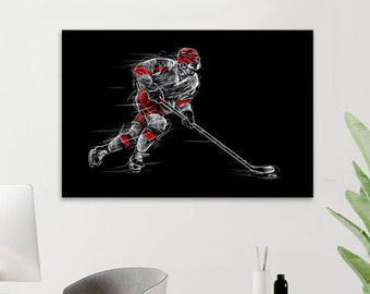 Hockey Wall Decor for Boys Room Sport Poster for Living Room Painting Winter Sport Gift for Hockey Player Dad Men Boy