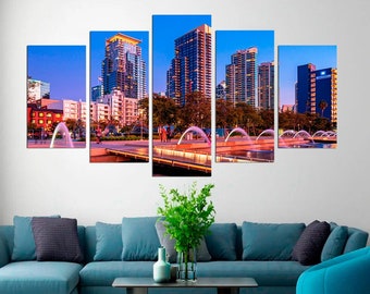 San Diego Skyline Canvas Wall Art California City Wall Art USA Canvas Print San Diego Wall Decor