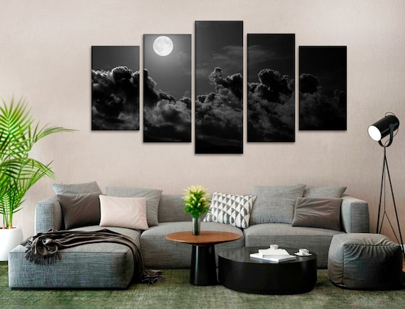 Gothic Theme Dark Clouds Wall Art, Living Room Decor, Full Moon Horror Decor  for Home Office, Black & White Photographic Print - Etsy