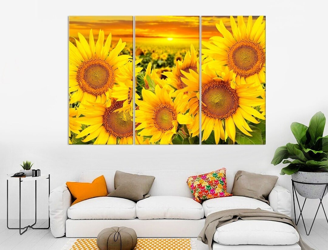 Sunflowers Wall Art Yellow Flowers Canvas Print Modern Etsy