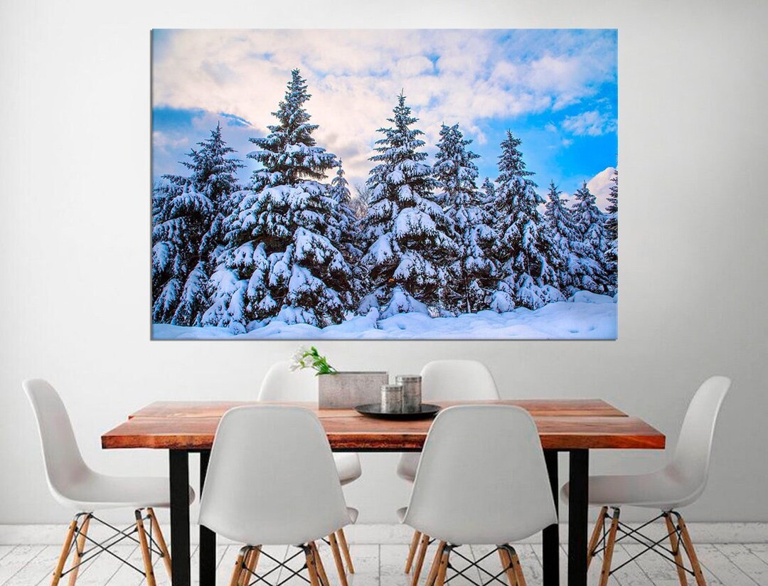 Winter Forest Wall Art Christmas Trees in the Snow Woodland Scenery