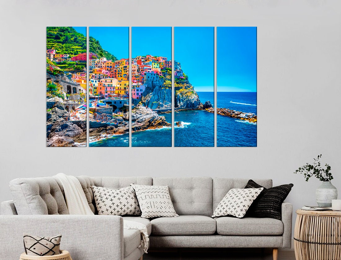 Set Of 5 Italian Vintage Homes Art