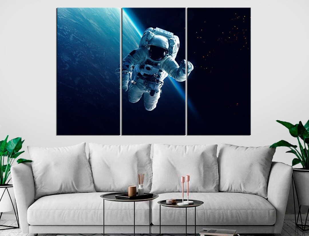 Astronaut in Space Wall Art Outer Space Poster Starry Sky Galaxy ...