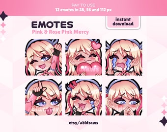 Mercy 'Pink & Rose Pink' Emotes | Overwatch | Emotes for Twitch, Youtube and Discord!