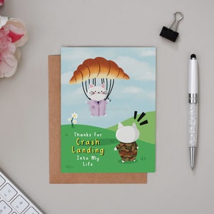 Atterrissage brutal sur vous carte de vœux | Carte dramatique coréenne, carte drôle de chat mignon, carte kawaii, carte de nourriture de petit chien, carte d'anniversaire, carte de voeux, K-Drama
