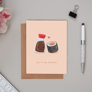 vous êtes ma carte Soymate | Carte de sushi, sauce soja, carte d'anniversaire, carte de cuisine asiatique, carte kawaii, carte de nourriture pour chiot, carte de voeux, carte pour elle