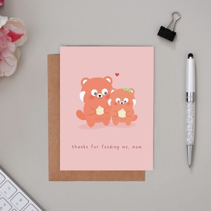 carte pour la fête des mères | Panda mignon, Kawaii, carte de nourriture pour chiot, carte de voeux, cuisine asiatique, boulette de soupe, XLB, drôle, carte pour maman