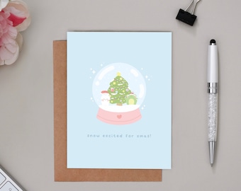 Snow Excited For Xmas Card | Cute Christmas Card, Holiday Card, Funny Christmas Card, Card For Her, Card For Him, Card For Bestie,Punny Card