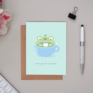 Je t'aime tellement carte de <br> Profitez-en ! Jolie carte de voeux, cartes de visite, cartes d'anniversaire, cartes d'anniversaire, cadeau pour amateur de matcha, kawaii, carte pour elle