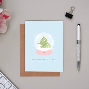 neige excitée pour Noël | Jolie carte de Noël, carte de vœux, carte de Noël rigolote, carte pour elle, carte pour lui, carte pour bestie, carte Punny