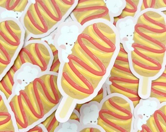 Corn Dog Bunny Sticker | MATTE, Cute Asian Stickers, Fast Food Stickers, Korean Food Stickers, Waterproof Stickers for Laptop, Water Bottle