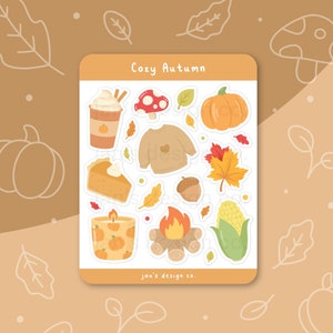 Gezellig herfst stickervel | Herfst, herfst, pompoen, kaars, pompoenkruid, bladeren, schattig, Bullet Journal-stickers, planner, scrapbooking