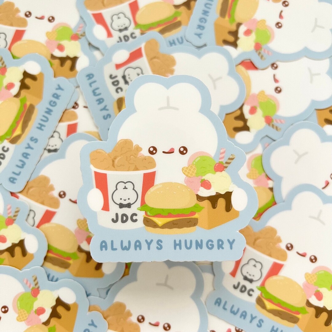 Food Hunger Sticker Always Hungry Sticker | MATTE, Cute Food Stickers, Funny Stickers, Food ...