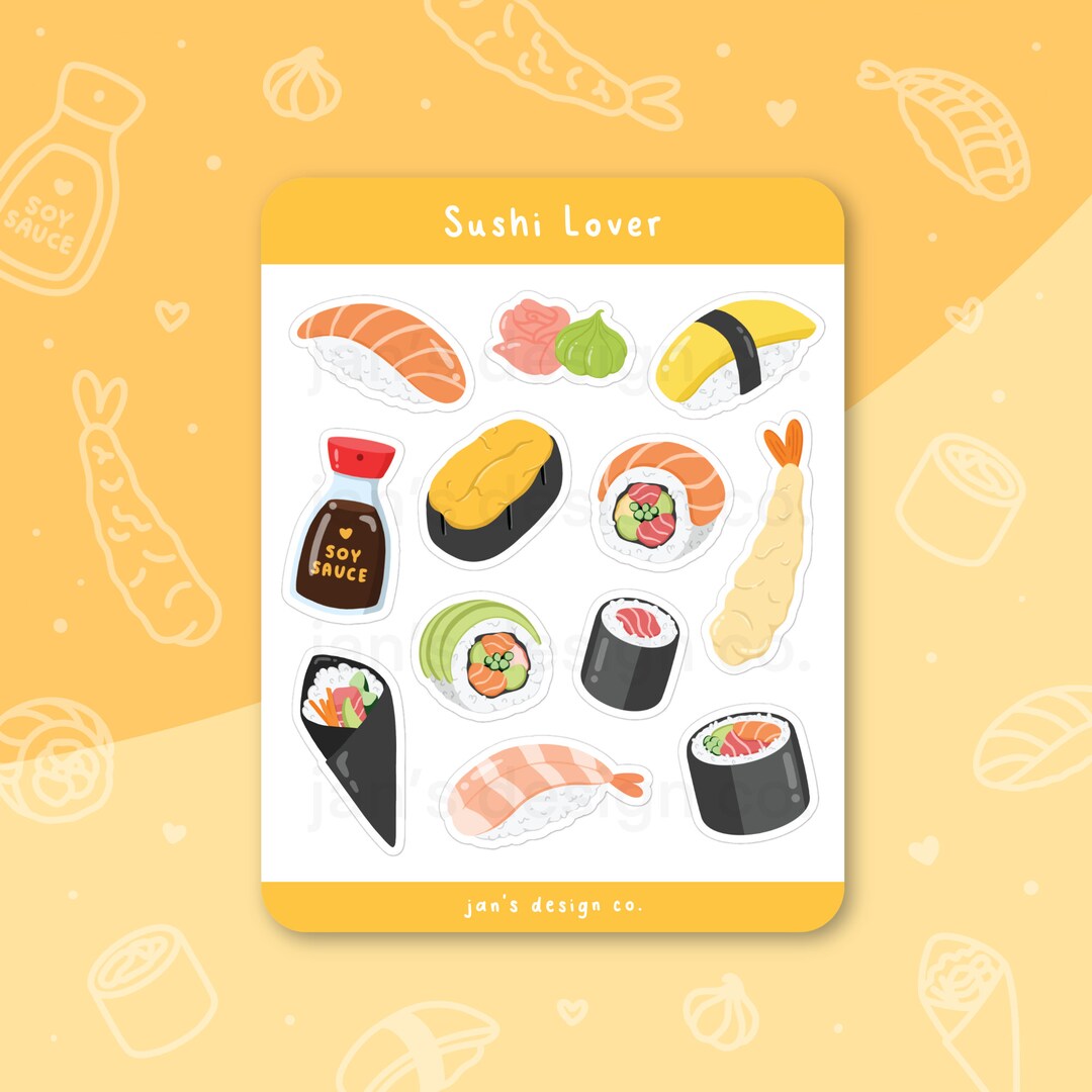 Sushi Lover Sticker Sheet Cute, Japanese Food, Asian, Tempura, Maki ...