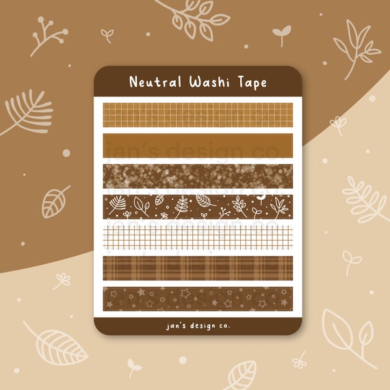 Neutral Washi Tape Sticker Sheet Brown, Grid, Plaid, Simple, Basics,  Journaling, Planner, Water Resistant, Matte -  Norway