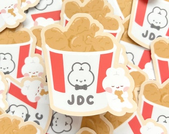 JDC Fried Chicken Bunny Sticker | MATTE, Cute Asian Stickers, Fast Food Stickers, KFC, Waterproof Stickers for Laptop, Water Bottle