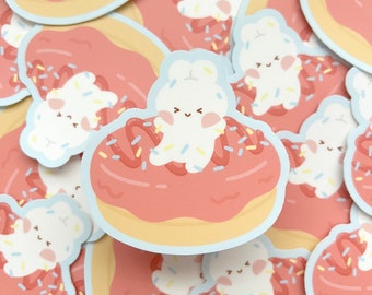 Donut Bunny Sticker | MATTE, Cute Asian Stickers, Fast Food Stickers, Kawaii Stickers, Waterproof Stickers for Laptop, Water Bottle