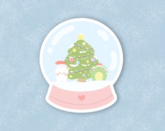 Snow Globe Sticker | Cute, Christmas Stickers, Xmas, Holidays, Froggy, Kawaii, Vinyl Die Cut Stickers for Laptop, Bullet Journal, Planner