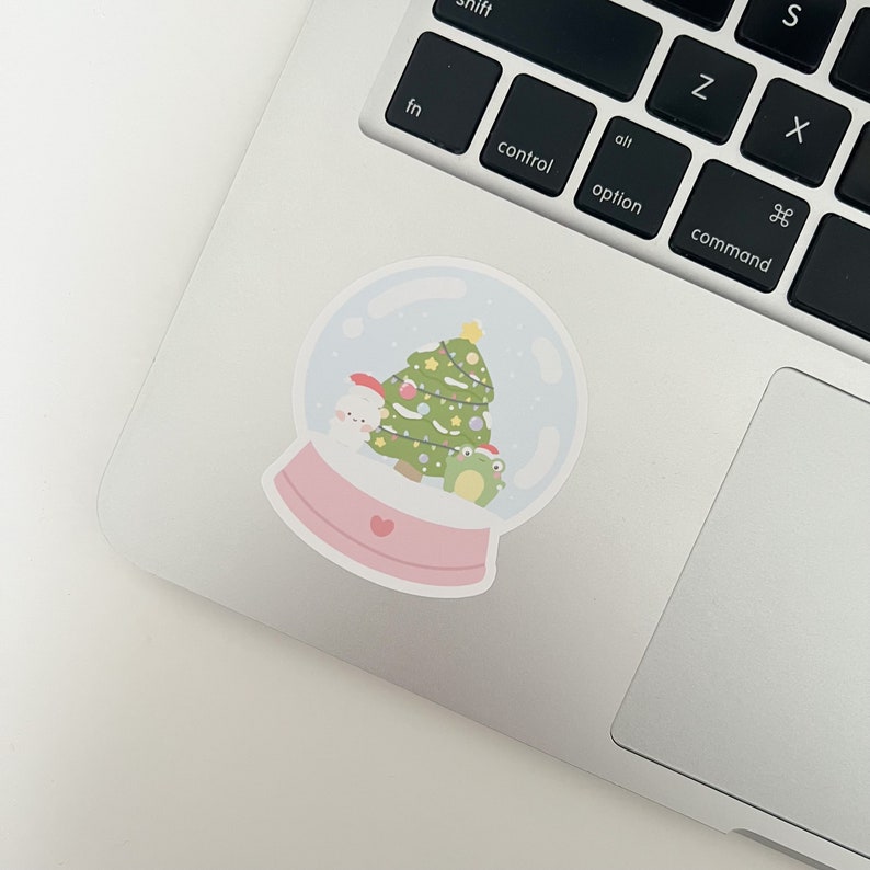 Snow Globe Sticker Cute, Christmas Stickers, Xmas, Holidays, Froggy, Kawaii, Vinyl Die Cut Stickers for Laptop, Bullet Journal, Planner image 3