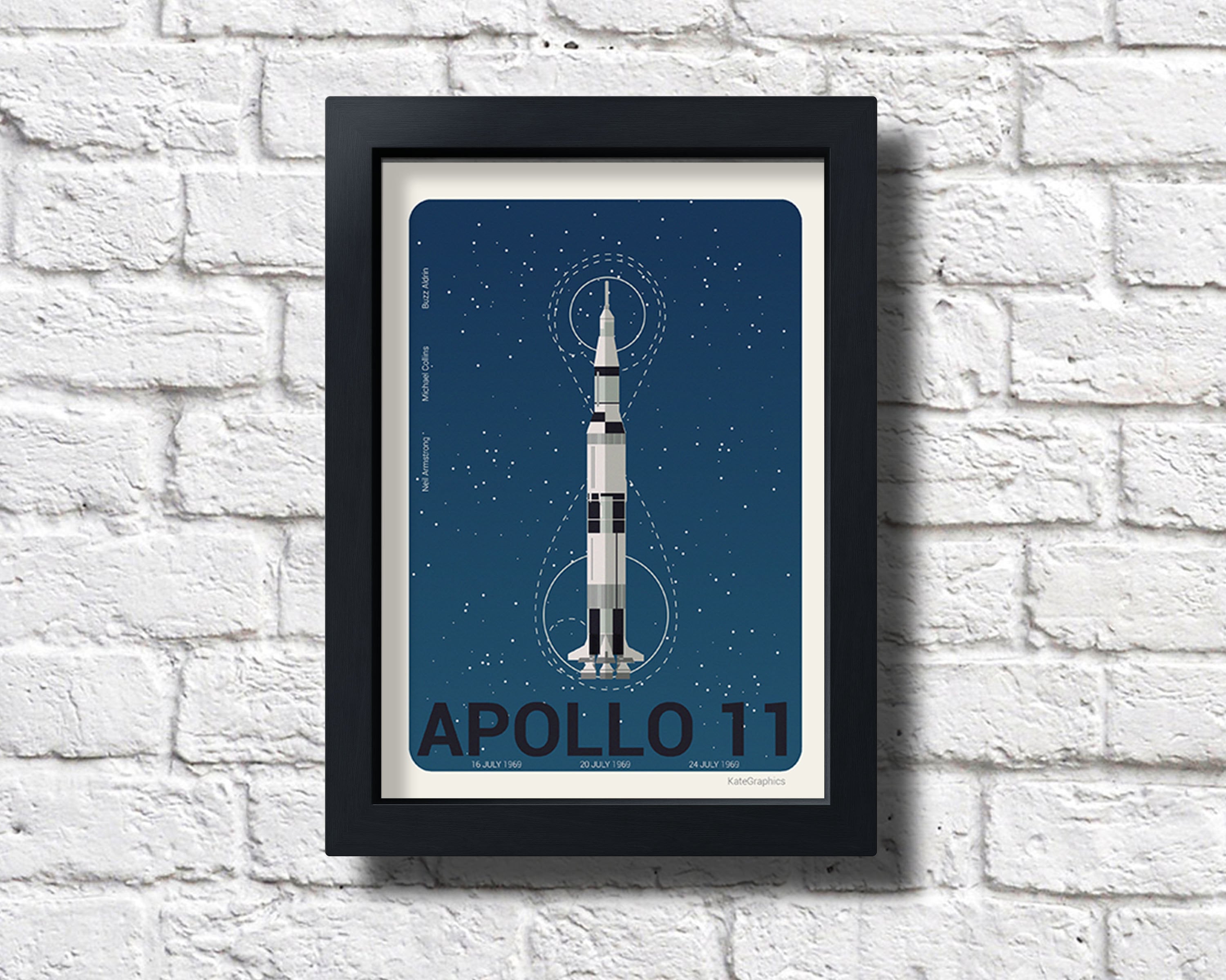 Apollo 11 Saturn V Rocket Illustration Print, Space Travel Poster - Etsy