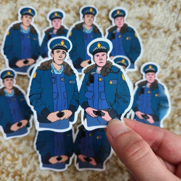 Wellington Paranormal Officer Minogue and Officer O'Leary Water Resistant Sticker