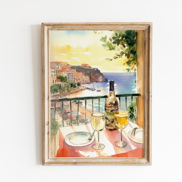 Italian Restaurant Sunrise Watercolor Print - Keep Your Europen Holidays Memories Forever with this Beautiful Printable Poster
