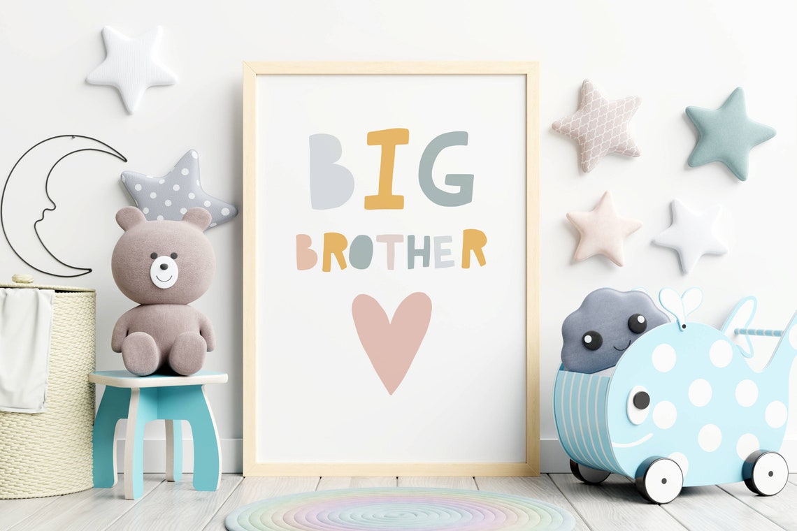 Big Brother Little Sister siblings shared bedroom wall art Etsy