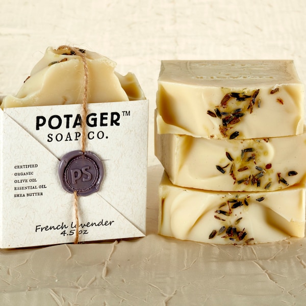 LAVENDER SOAP - Handmade Soap with Certified ORGANIC Ingredients - All Natural Soap From Potager is Cold Process | Vegan Soap | Castile Soap