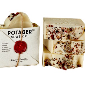 Secret Garden Soap 4.5 oz bar - Natural Handmade Soap from Potager - Cold Process soap with Certified Organic Ingredients
