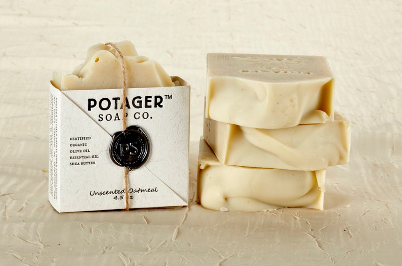 ALL NATURAL SOAP by Potager Pick Your Scent 4.5oz Bar of Cold Process Soap Made with Certified Organic Ingredients image 2