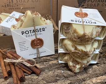 ALL NATURAL  Holiday Spice with Certified Organic Ingredients - Potager Soap is Vegan Soap, Castile Soap and Certified Organic