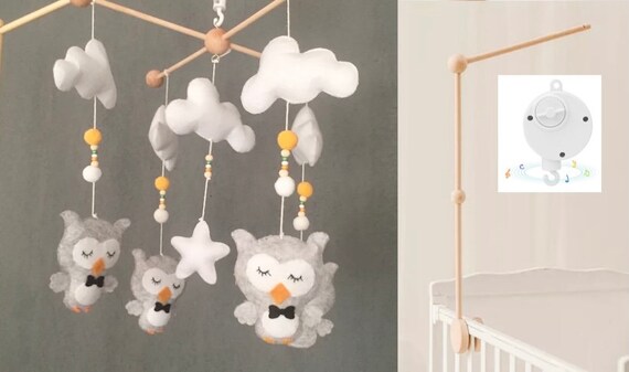 Mobile Musical Bebe Hiboux Chouettes Decoration Chambre Bebe Etsy France
