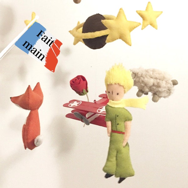 Musical baby mobile inspired by Little Prince/Mobile baby Fox Sheep plane/Personalized birth gift