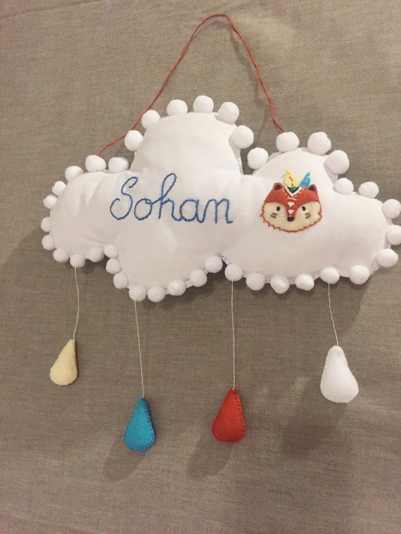 Wall Suspension First Name Decoration Baby Room Nuage Fox Etsy Wall Suspension First Name Decoration Baby Room Nuage Fox Etsy