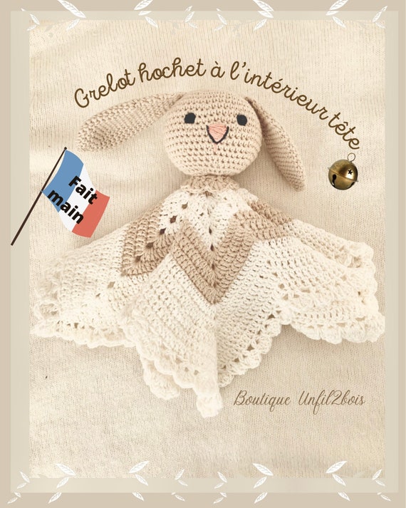 Doudou personnalisé garçon fille/Doudou lapin au crochet/Cadeau naissance personnalisé  fille garçon -  France