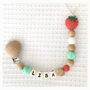 Personalized strawberry pacifier clip