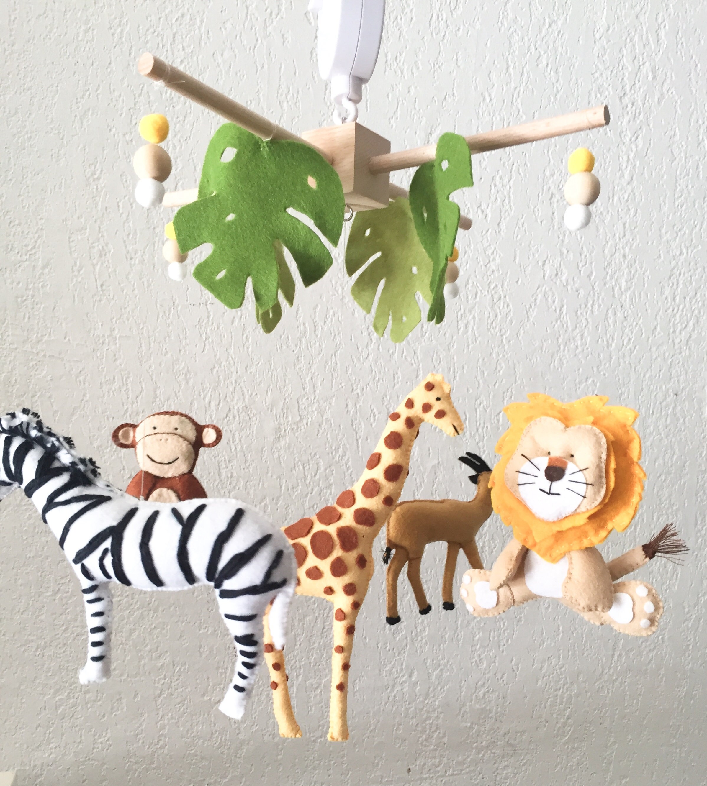 Mobile Musical Jungle Baby S Wood Potence Music Etsy