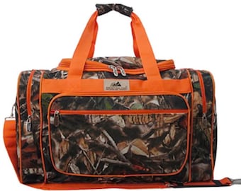 Camo Duffle Bag with Orange Trim Luggage NGIL Monogram Personalized
