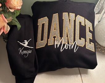 Embroidered DANCE Mom Hoodie: Personalized Dancer Name Sleeve