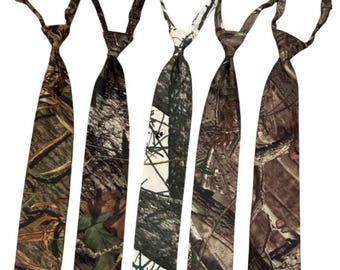 Pre-tied Camo Necktie, Mossy Oak, Realtree, Kids & Adult